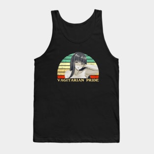 Vagitarian Pride - Lesbian Anime Pun - Retro Sunset v2 Tank Top